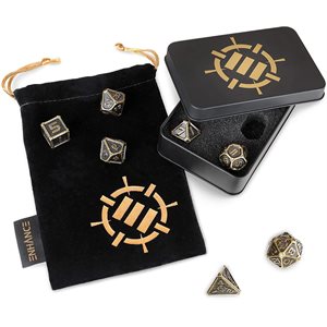 Accessory Power ENHANCE Tabletop RPGs 7pc DnD Metal Dice Set with Case and Dice Bag