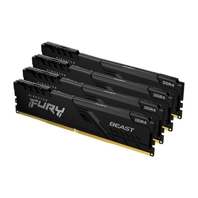 Kingston 64GB 2666MHz DDR4 CL16 DIMM (Kit of 4) 1Gx8 FURY Beast Black (HX426C16FB3K4/64)