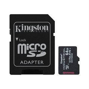 Kingston 64GB microSDXC Industrial C10 A1 pSLC Card + SD Adapter