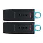 Kingston 64GB USB3.2 Gen 1 DataTraveler Exodia (Black + Teal) - 2 Pieces