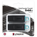 Kingston 64GB USB3.2 Gen 1 DataTraveler Exodia (Black+Teal) - 2 PK (CAN Retail)