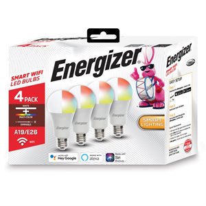Energizer - Smart Wifi LED Light Bulb A19 60W - Pack of 4