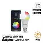 Energizer - Ampoule Wifi intelligente LED A19  Blanche et Multicolore - Paquet de 2