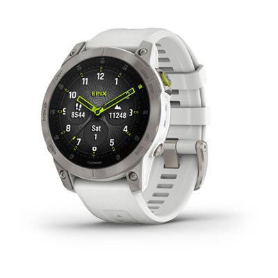 Garmin epix (Gen 2) – Sapphire Edition | 47 mm, White Titanium with Carrera White Band