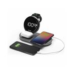 iHome - Réveille-matin compacte avec chargeur rapide sans fil QI, chargeur Apple watch et chargeur USB