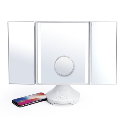 iHome Beauty ICVBT4 REFLECT TRIFOLD Vanity Speaker with Bluetooth Speakerphone and USB Charging