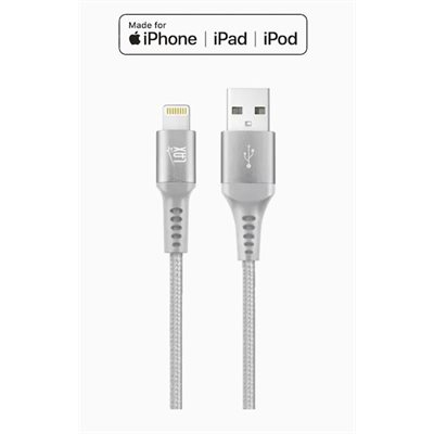 LAX 6FT Apple MFi Certified Durable Braided Nylon Lightning Cables - Gray