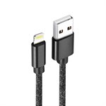 LAX 4FT Glitter Apple MFi C89 Connectors Certified Durable Braided Nylon Lightning Cables Black