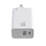 LAX Gadgets USB-PD 20W 2-Port USB-A and USB-C Wall Charger - White