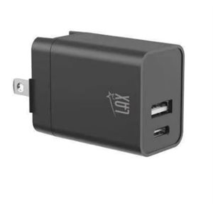 LAX Gadgets USB-PD 20W 2-Port USB-A and USB-C Wall Charger - Black