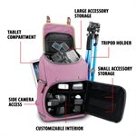 Accessory Power GOgroove Professional DSLR Camera Backpack f/Photography and Tablet Travel Use Pink