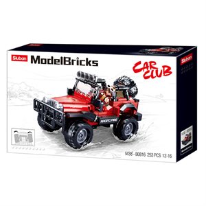 SLUBAN Model Bricks RED JEEP 253pcs