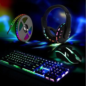 Aduro Tech Theory PC Gaming Pack - LED Keyboard, LED Mouse, LED Headset, LED LGT Strip