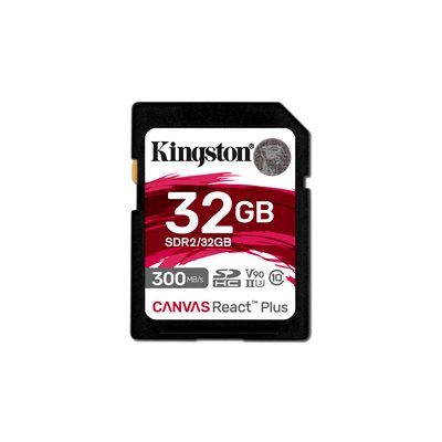 Kingston 32GB Canvas React Plus SDHC UHSII 300R/260W U3/V90/4K/8K (CAN Retail)