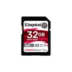 Kingston 32GB Canvas React Plus SDHC UHSII 300R/260W U3/V90/4K/8K (CAN Retail)