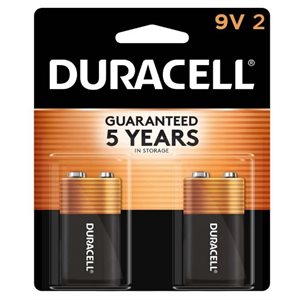 DURACELL COPPERTOP 9V Alkaline Battery PACK OF 2