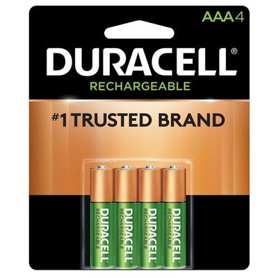 DURACELL RECHARGEABLE AAA Nickel Metal Hydride Battery PACK OF 4