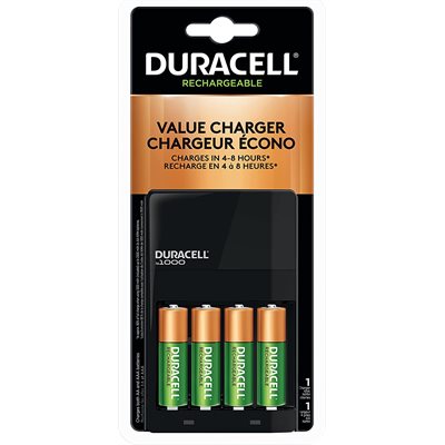 DURACELL Chargeur et batteries rechargeables (4xAA Nickel Metal Hydride incluses)