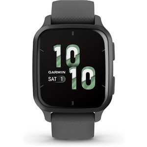 Garmin Venu Sq 2 Slate Aluminum Bezel with Shadow Gray Case and Silicone Band