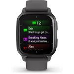 Garmin Venu Sq 2 Slate Aluminum Bezel with Shadow Gray Case and Silicone Band
