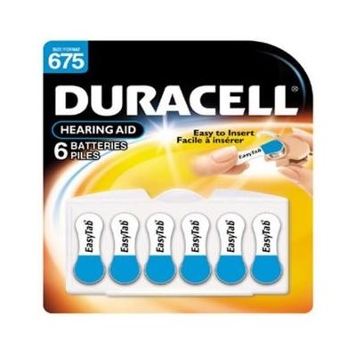 DURACELL ZINC AIR HEARING AID BATTERIES 675 Zinc Air Battery PACK OF 6