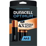 DURACELL OPTIMUM AA (Non Bulk) Alkaline Battery PACK OF 8