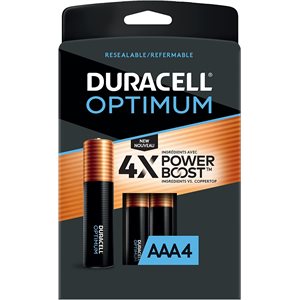 DURACELL OPTIMUM AAA (Non Bulk) Alkaline Battery PACK OF 4