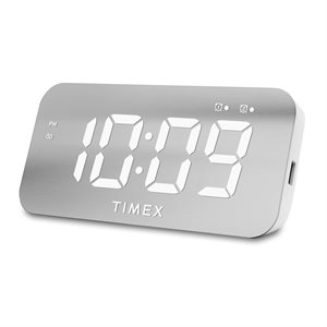 TIMEX T132W JUMBO DISPLAY ALARM CLOCK with USB CHARGING WHITE - English PKG
