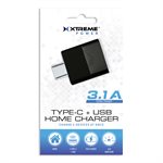 Xtreme – Chargeur maison USB-A 3.1A + USB-C (PD) 15.4W  – Noir