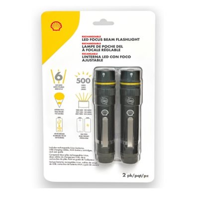 Shell - Rechargeable LED Focus Beam Flashlight - Pack of 2