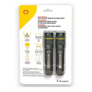 Shell - Rechargeable LED Focus Beam Flashlight - Pack of 2