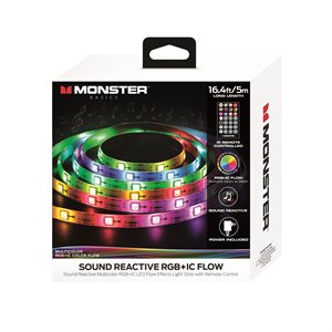 Monster - Bande lumineuse DEL extérieure multicolore et multiblanc- 16,4 pi
