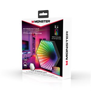 Monster - Lumière multicolore 3D rechargeable pour miroir
