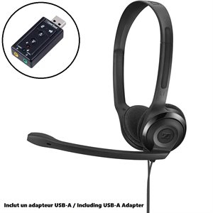 SENNHEISER PC 3 CHAT is a 2 x 3.5 mm headset + Audio Adapter 3.5mm Speaker/Headphone & mic to US