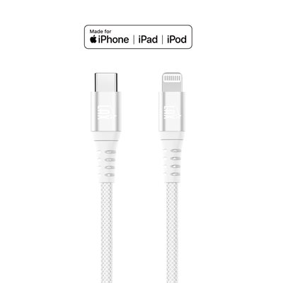 Lax – Câble de charge/sync MFI USB-C vers Lightning 6pieds – Blanc