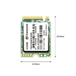 Transcend 512GB, M.2 2230,PCIe Gen3x4, NVMe, 3D TLC, DRAM-less