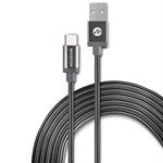 Rockstone Pet Proof Metal Braided Type C to Type A Cable 1.2M (4FT) - Silver (USB-C to USB-A)