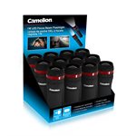 CAMELION 12 UNITS DISPLAYER LED FLASHLIGHT 100 LUMENS BLACK (Batteries incl)