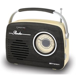 Emerson - Radio rétro portable avec batterie rechargeable intégrée