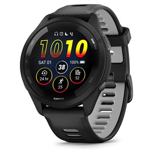 Garmin Forerunner 265, Black Bezel and Case with Black/Powder Gray Silicone Band