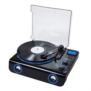 VICTOR Beacon 5-in-1 Turntable System with Blue LED Accent Lighting Black