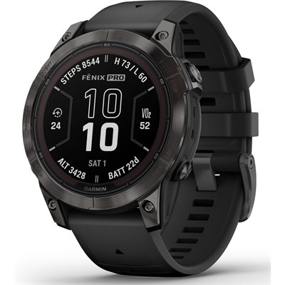 Garmin fenix 7 Pro – Sapphire Solar Edition, Carbon Gray DLC Titanium with Black Band