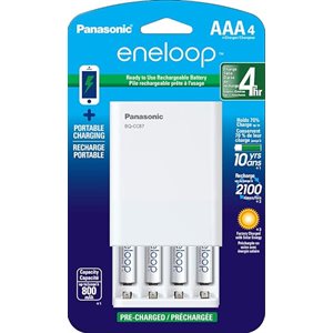 PanasonicEneloopIndividualBatteryChargerw/PortableChargingTechnology&4AAAeneloopRechargeableBatterie