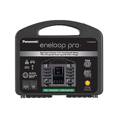 PanasoniceneloopproHighCapacityPowerPack,8AA,2AAA,w/AdvancedIndividualBatteryCharger&PlasticStorgCas