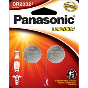 PANASONIC Pack of 2 CR2032 3 Volt Lithium Coin Cell Battery