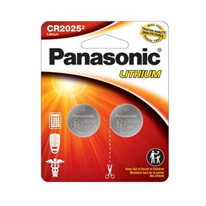 PANASONIC Pack of 2 CR2025 3V Lithium Coin Cell Battery
