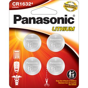 Panasonic CR1632 3.0 Volt Lithium Coin Cell Batteries - 4 Pack
