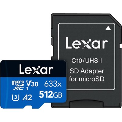 Lexar High-Performance 633x 512GB microSDXC UHS-I Card with SD Adapter