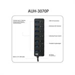 Adesso - 7-Port USB 3.0 Hub with Individual Power Switch & Power Adapter