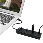 Adesso - 7-Port USB 3.0 Hub with Individual Power Switch & Power Adapter